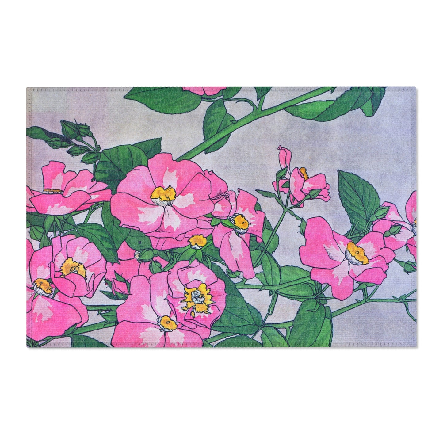 Floral Area Rug - Vibrant Pink Flower Design for Home Decor